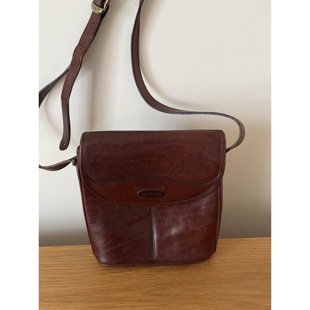 Vintage Oroton Crossbody Bag Cowhide Leather Brown Made In Australia